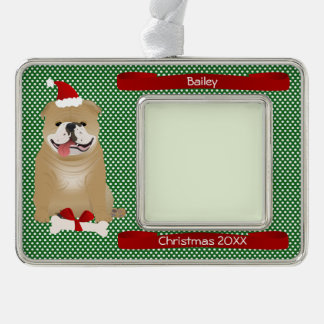 Sankt-Bulldoggen-personalisiertes Andenken Rahmen-Ornament Silber