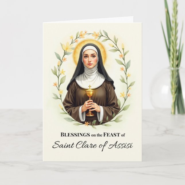 Sankt Clare von Assisi Festtag Segen Kranz Karte (Vorderseite)