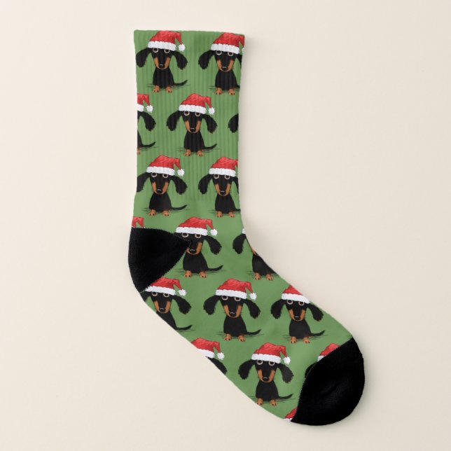 Sankt-Dackel-Weihnachtsfeiertags-Muster Socken (Links - Innen)