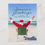 Sankt, die auf einem australischen Strand sich Feiertagspostkarte<br><div class="desc">Weihnachtsmann am Strand</div>