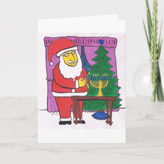 Sankt, die ein Menorah beleuchtet Feiertagskarte (Vorderseite)