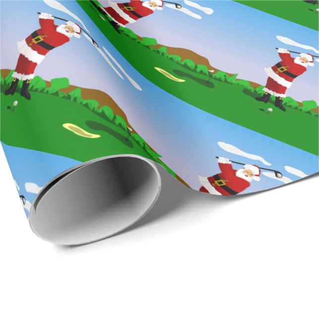 Sankt, die Golf spielt Geschenkpapier (Rolleneckpunkt)