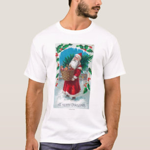 Sankt, die Korb der Spielwaren-Szene hält T-Shirt