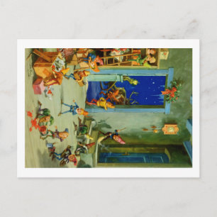 Sankt Elfe in seinem Seminar über Weihnachtsabend Feiertagspostkarte