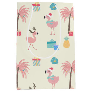 Sankt-Flamingo-Muster-Spaß-Rosa-tropisches Mittlere Geschenktüte