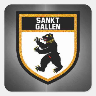 Sankt Gallen Flag Quadratischer Aufkleber