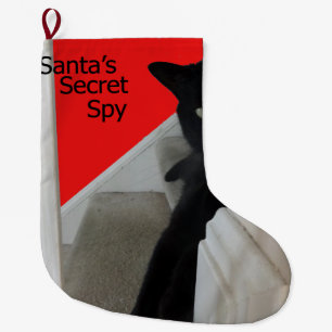 Sankt geheimer Spions-schwarze Katzen-Strumpf Großer Weihnachtsstrumpf