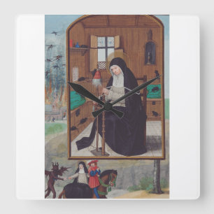 Sankt Gertrud von Helfta von Simon Bening Quadratische Wanduhr