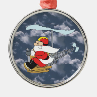 Sankt in einer Hubschrauber-Verzierung Silbernes Ornament