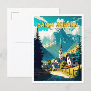 Sankt Johann Austria Vintage Illustration Postkarte