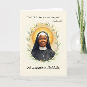 Sankt Josephine Bakhita Gottes Frieden mit Schrift Karte