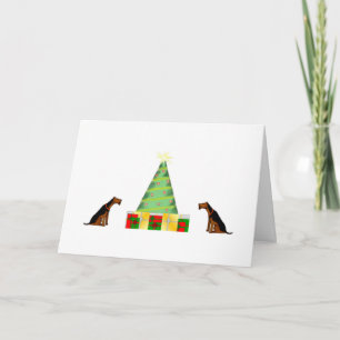 Sankt kleine Helfer Airedale-Weihnachtskarte Feiertagskarte