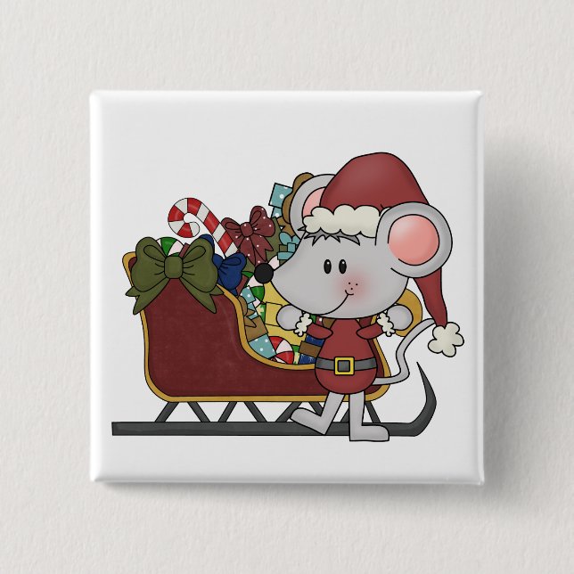 Sankt-Maus mit Schlitten Button (Vorderseite)