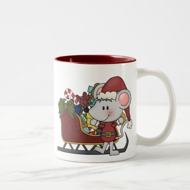 Sankt-Maus mit Schlitten Zweifarbige Tasse (Rechts)
