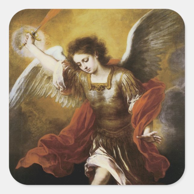 Sankt Michael Quadratischer Aufkleber (Vorderseite)