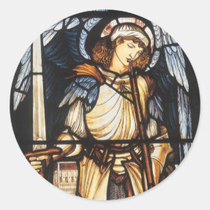 Sankt Michael von Sir Edward Coley Burne-Jones Runder Aufkleber