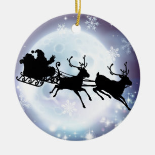 Sankt-Mond Sleigh-Silhouette Keramikornament