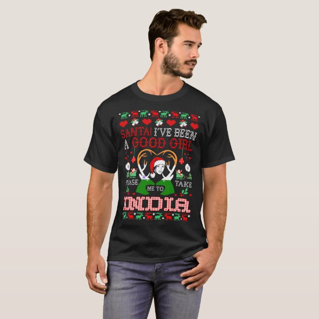 Sankt nehmen mich zur Indien-Weihnachtshässlichen T-Shirt (Vorne ganz)