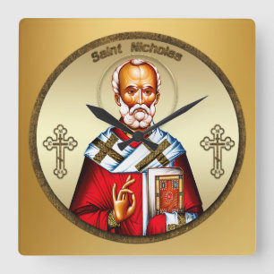 Sankt Nikolaus Quadratische Wanduhr