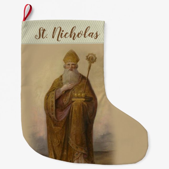 Sankt Nikolaus von Myra Bischof Großer Weihnachtsstrumpf (Vorderseite)