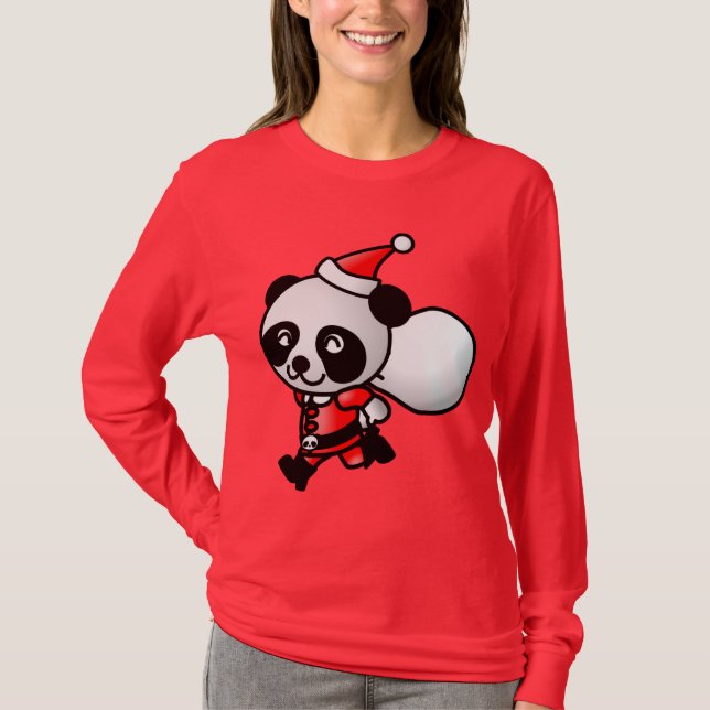 Sankt-Panda-Weihnachtsstrickjacke T-Shirt (Vorderseite)