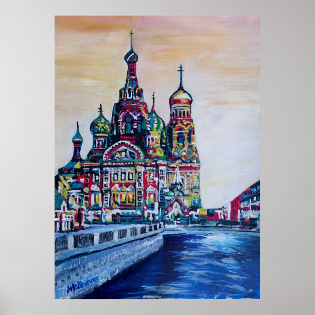 Sankt Petersburg mit der Pfarrkirche des Erretters Poster (Vorne)