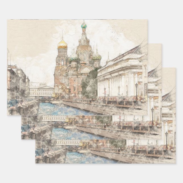 Sankt Petersburg Russland Umschlagpapier - elegant Geschenkpapier Set (Set)