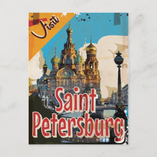 Sankt Petersburg, Russland Vintage-Reiseposter Postkarte