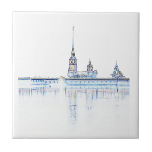 Sankt Petersburg Stadt Russland Architektur Skizze Fliese