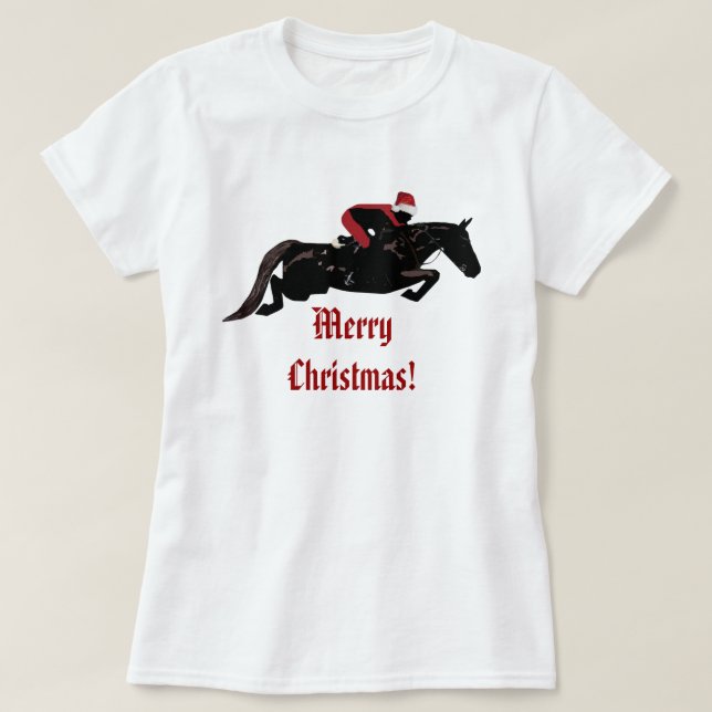 Sankt-Pferdepullover-Weihnachten T-Shirt (Design vorne)