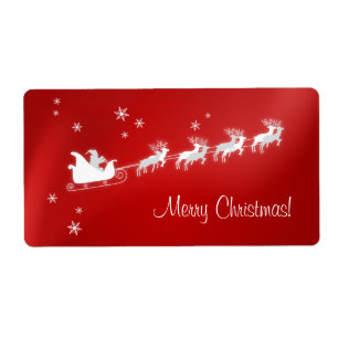 Sankt-Pferdeschlitten-roter Weihnachtsaufkleber