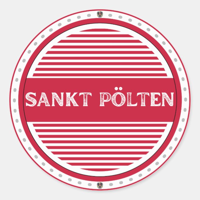 Sankt Pölten City Pride Emblem – Austrian Identity Runder Aufkleber (Vorderseite)