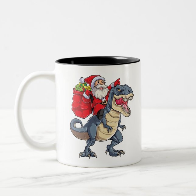 Sankt-Reitdinosaurier T rex T-Shirt Zweifarbige Tasse (Links)
