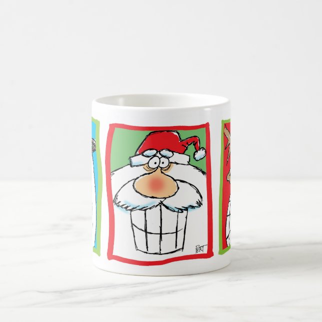 Sankt-, Ren-u. Snowman-WeihnachtsCartoon-Tasse Kaffeetasse (Mittel)