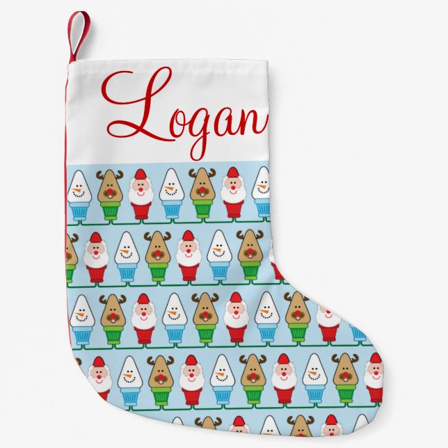 Sankt-, Rudolf- und Schneemann-Weihnachten Kleiner Weihnachtsstrumpf (Vorderseite)