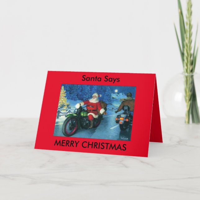 Sankt sagt Motorradkarte der frohen Weihnachten (Vorderseite)