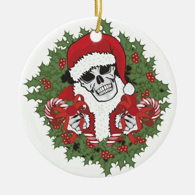 Sankt-Schädel mit Kranz Keramik Ornament (Vorne)