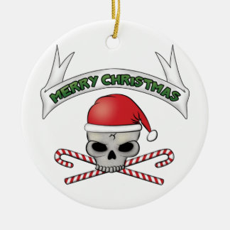 Sankt-Schädel-u. Knochen-Weihnachtsverzierung Keramikornament