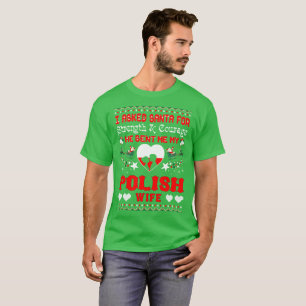 Sankt schickte polnischem Ehefrau-Weihnachten T-Shirt