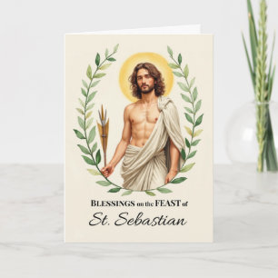 Sankt-Sebastian-Feiertags-Segen-Blattkranz Karte