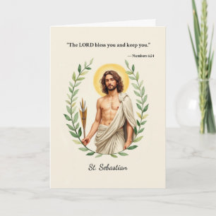 Sankt Sebastian Gottes Frieden und Segen Schrift Karte