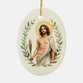 Sankt Sebastian Gottes Frieden und Segen Schrift Keramik Ornament