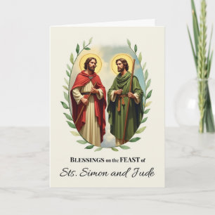 Sankt Simon und Judas Festtag Segen Kranz Karte