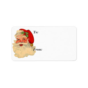 Sankt stellen Geschenk-Aufkleber gegenüber Adressaufkleber