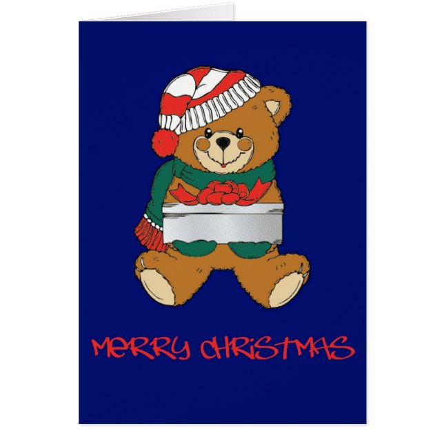 Sankt-Teddybär mit anwesender Weihnachtskarte (Vorne)