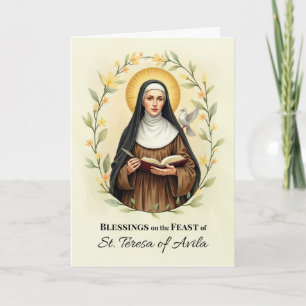 Sankt-Teresa-von-Ávila-Feiertags-Segen Floral W Karte