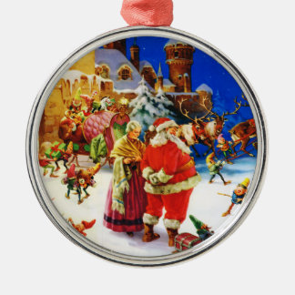 Sankt u. Frau Klaus At NordpolWeihnachtsabend Ornament Aus Metall
