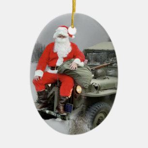 Sankt und der LKW WW2 1/4 4x4 Keramik Ornament