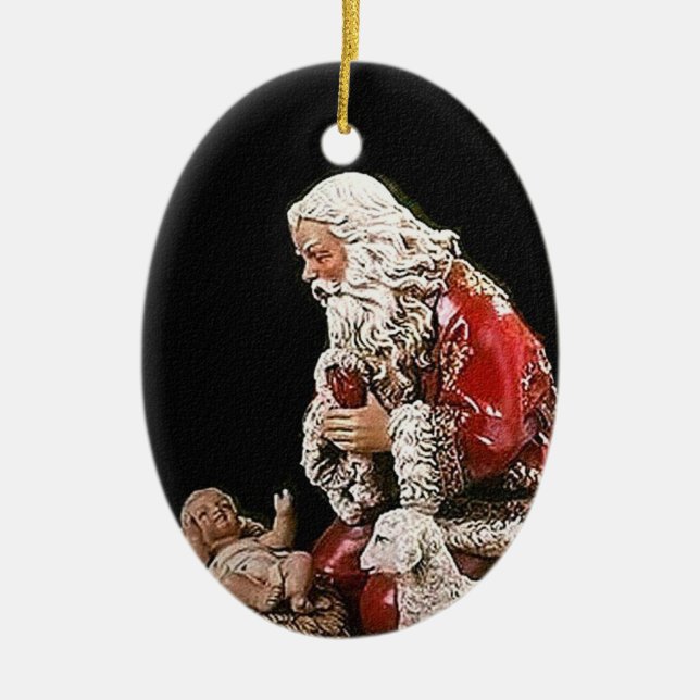 Sankt und die Christus-Kinderweihnachtsverzierung Keramik Ornament (Vorne)