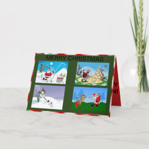 Sankt und Freunde, die auf einer Weihnachtskarte Feiertagskarte